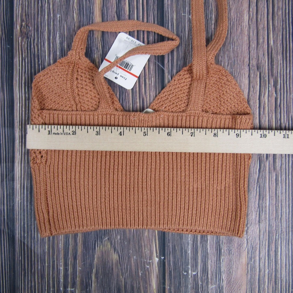 Free People Sweater Womens Extra Small Brown Sugar Almond Knit Crop Tank Top NWT - Picture 5 of 6